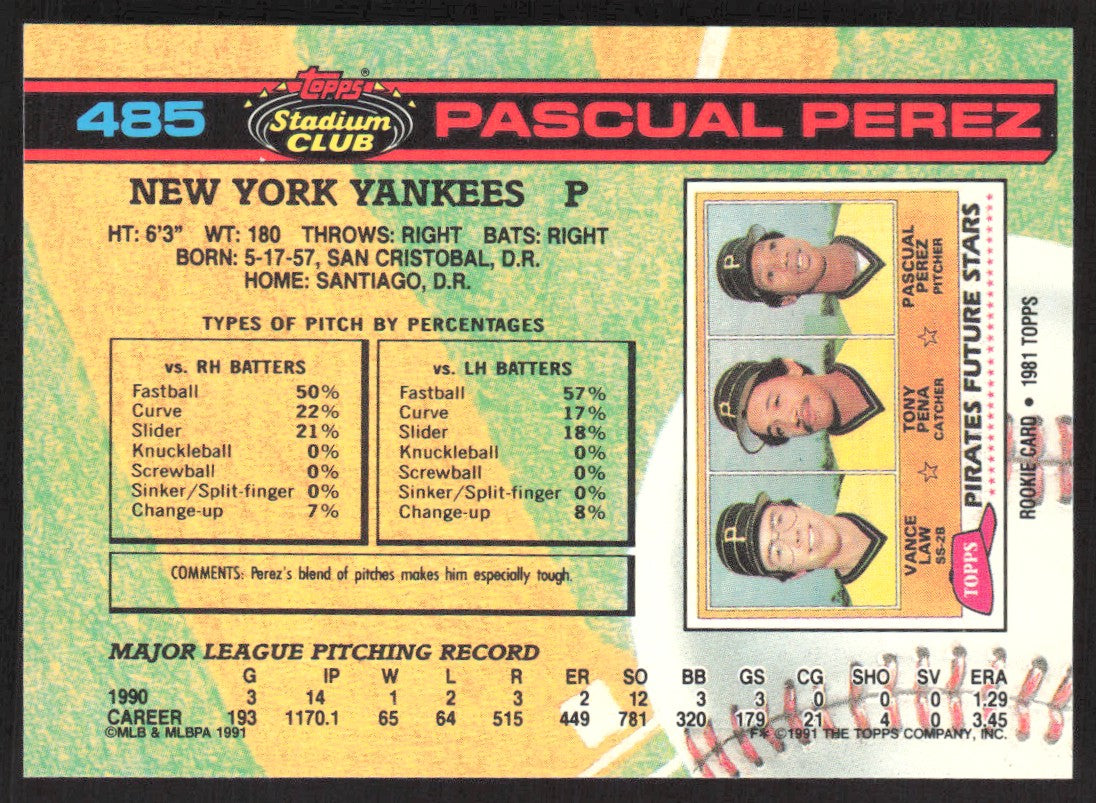 1991 Stadium Club 485 Pascual Perez