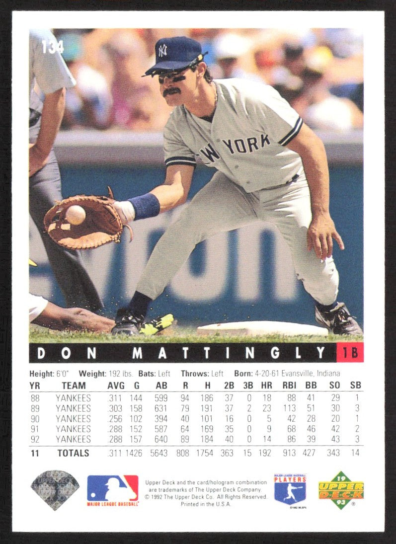 1993 Upper Deck 134 Don Mattingly