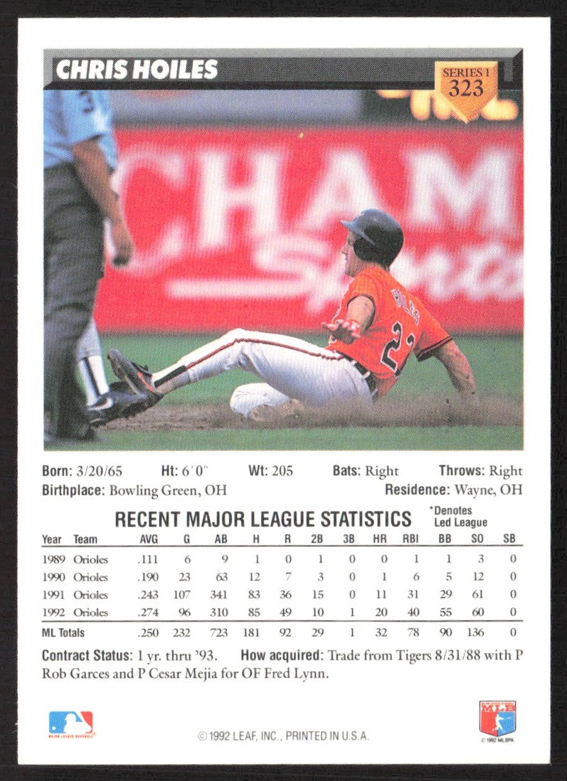 1993 Donruss 323 Chris Hoiles