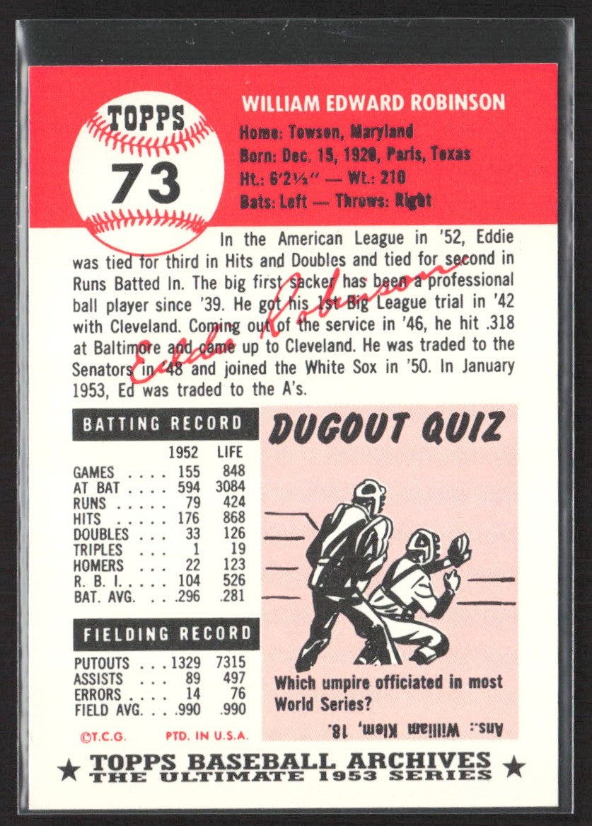 1991 Topps Archives 1953 Eddie Robinson #73