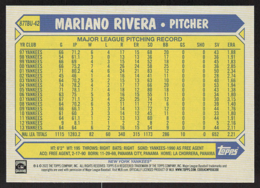 2022 Topps x Aaron Judge 42 Mariano Rivera