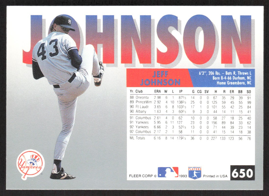1993 Fleer 650 Jeff Johnson