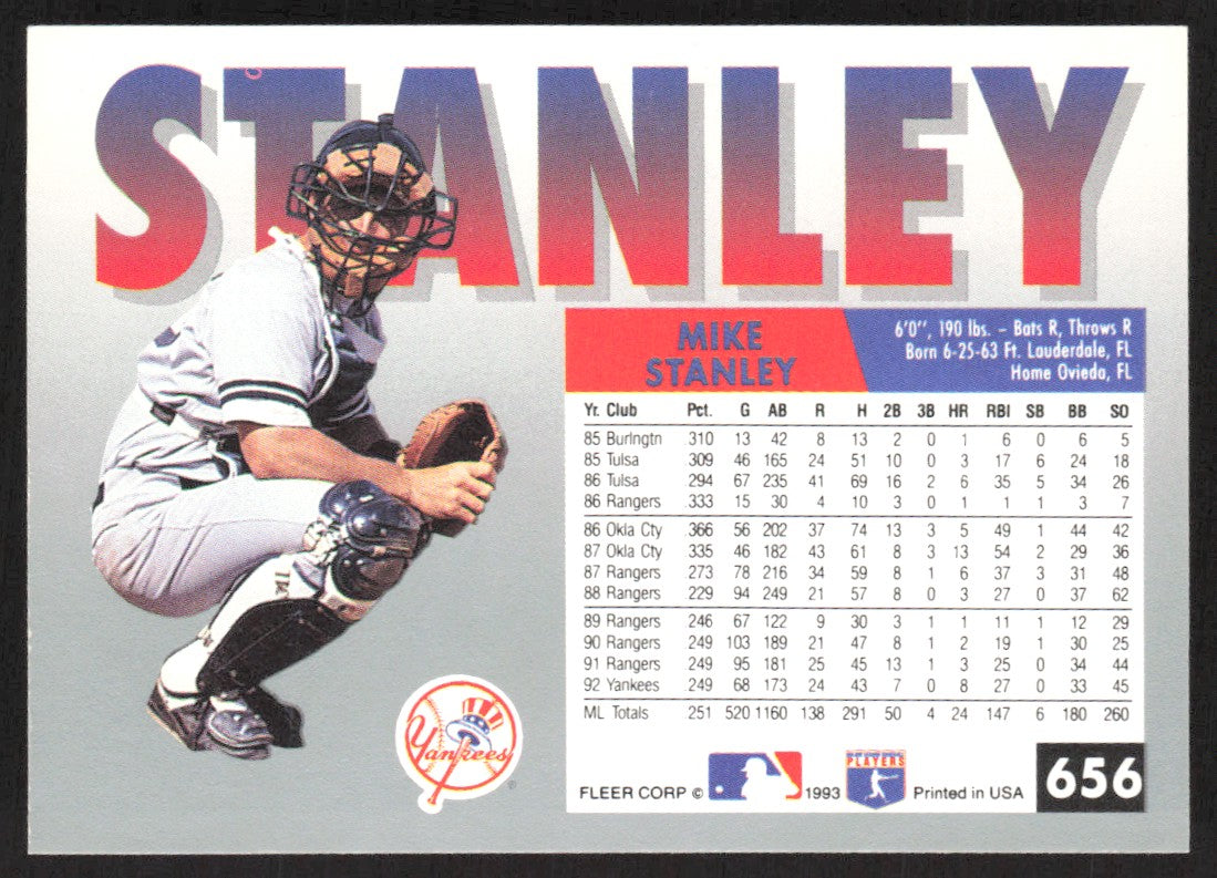 1993 Fleer 656 Mike Stanley