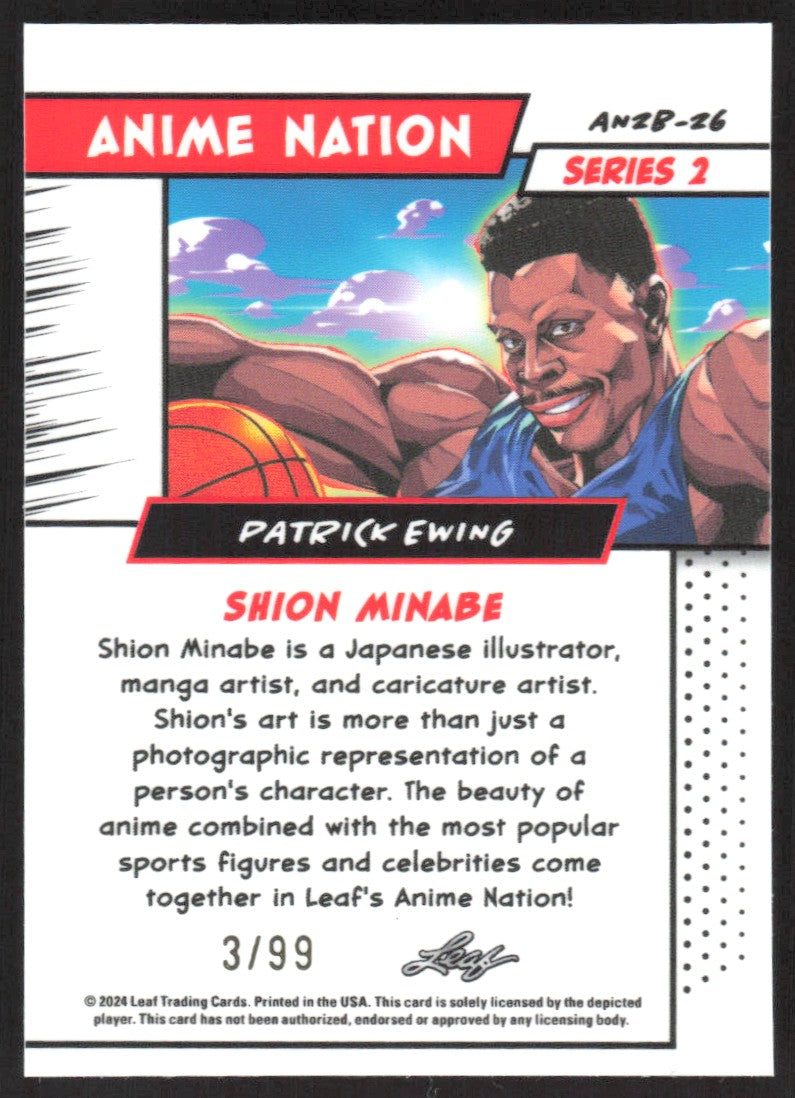 2024 Leaf Anime Nation Series 2 Patrick Ewing #AN2B-26 #/99 SN