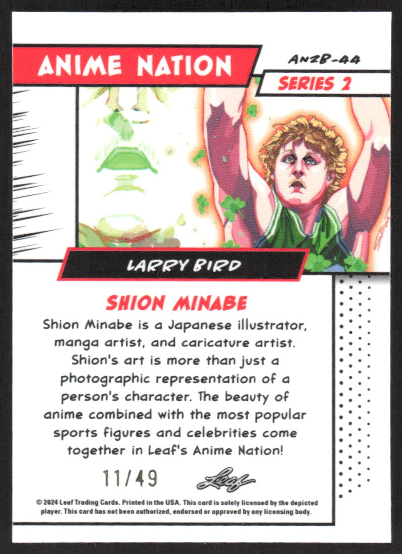 2024 Leaf Anime Nation Series 2 Larry Bird #AN2B-44 #/49 SN