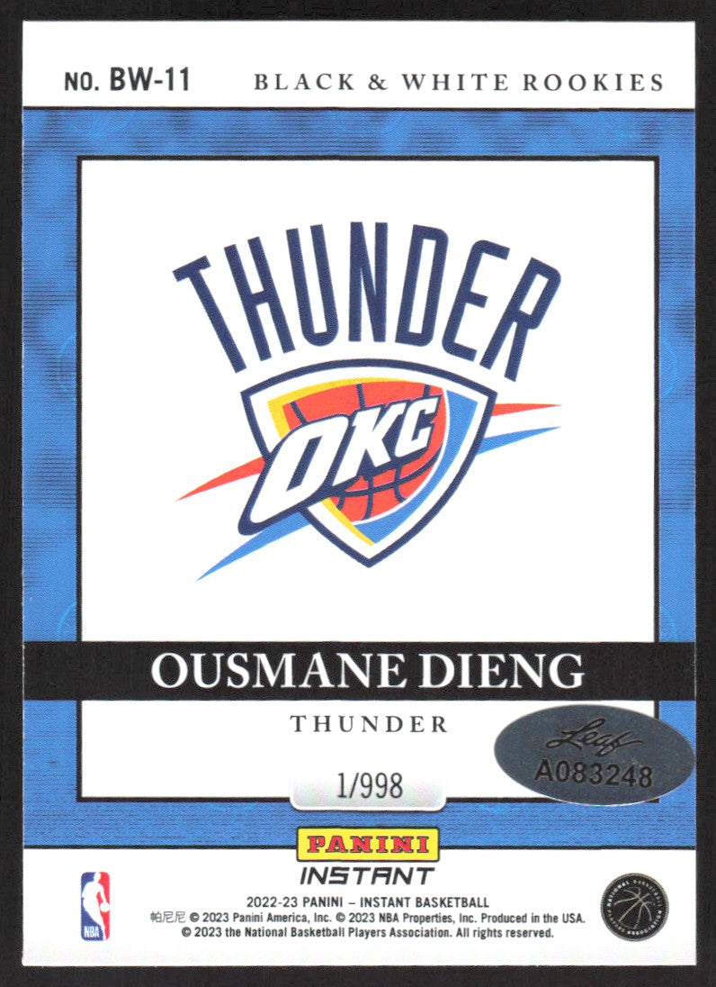 2022-23 Panini Instant NBA B&W Rookies Auto Ousmane Dieng #BW-11