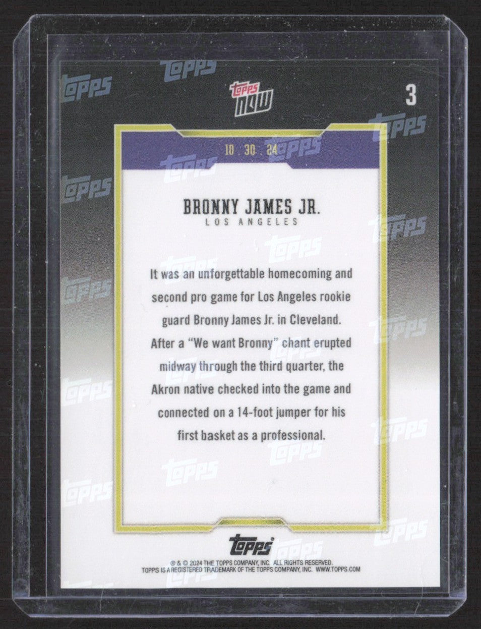 2024-25 Topps Now Bronny James Jr. #3