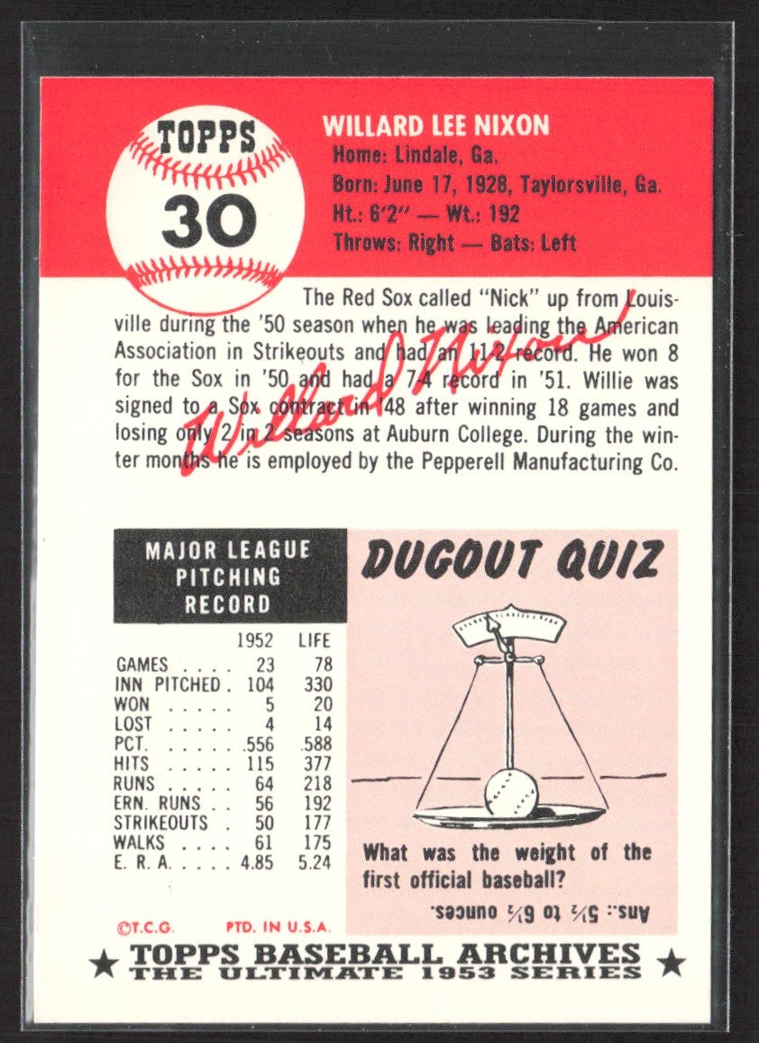 1991 Topps Archives 1953 Willard Nixon #30