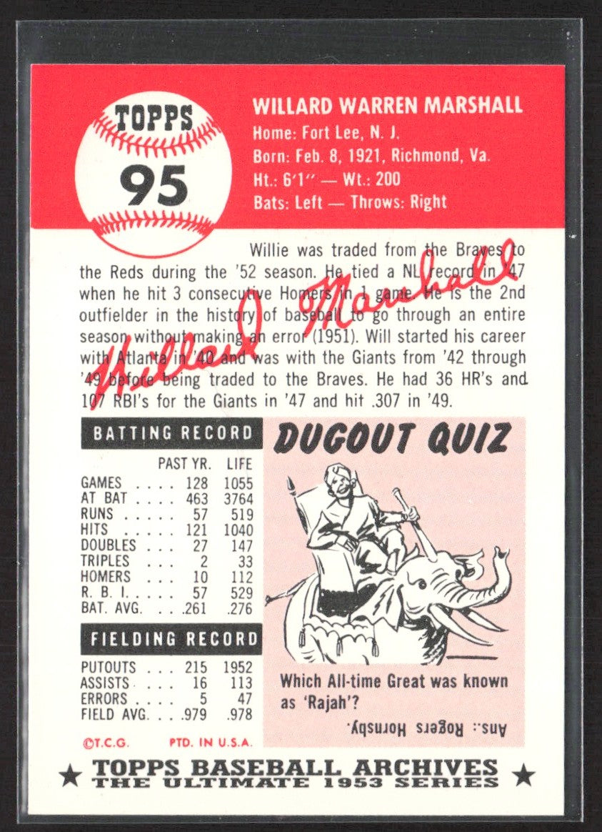 1991 Topps Archives 1953 Willard Marshall #95