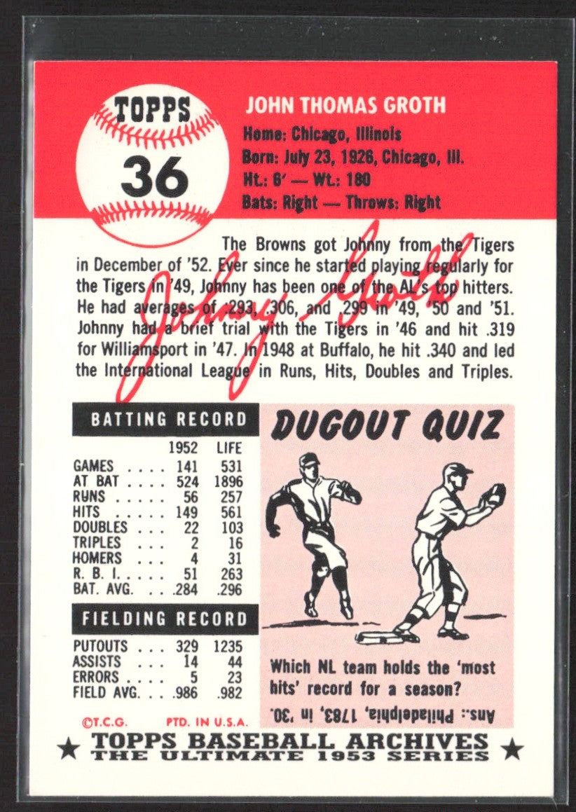 1991 Topps Archives 1953 Johnny Groth #36
