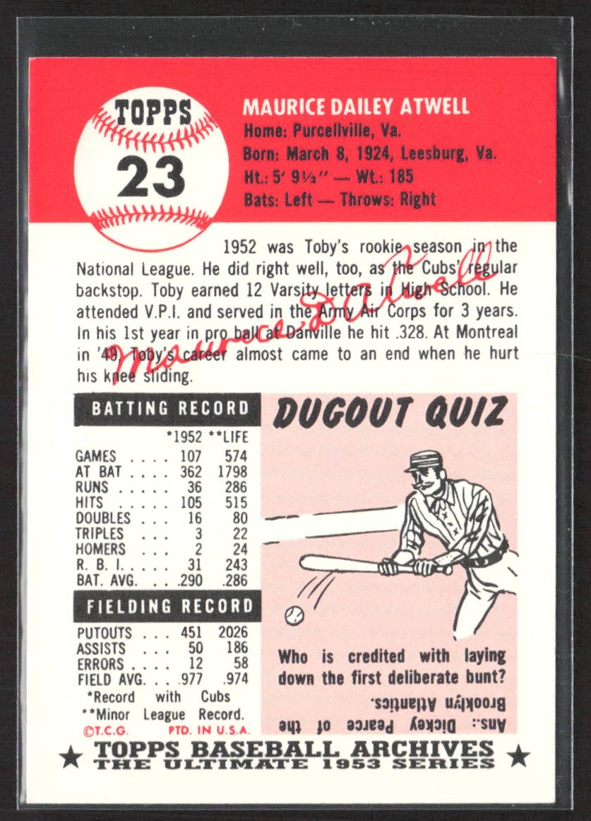 1991 Topps Archives 1953 Toby Atwell #23