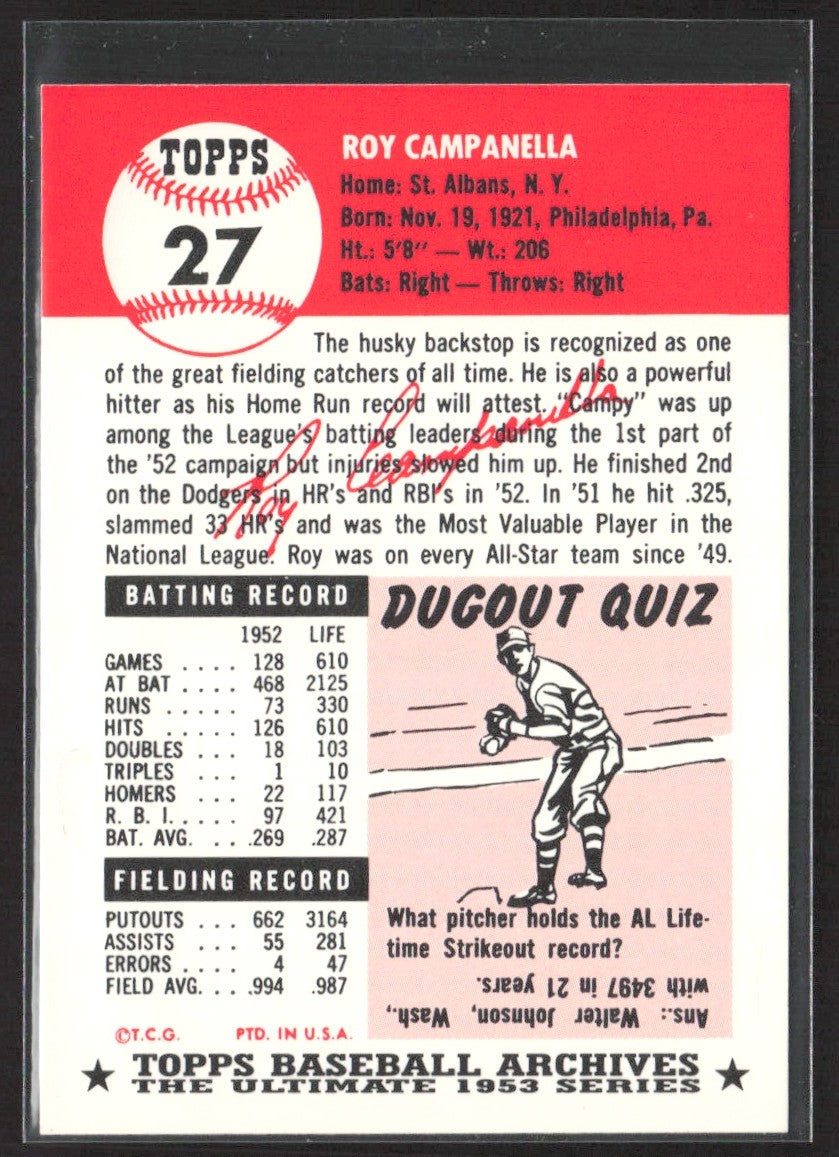 1991 Topps Archives 1953 Roy Campanella #27