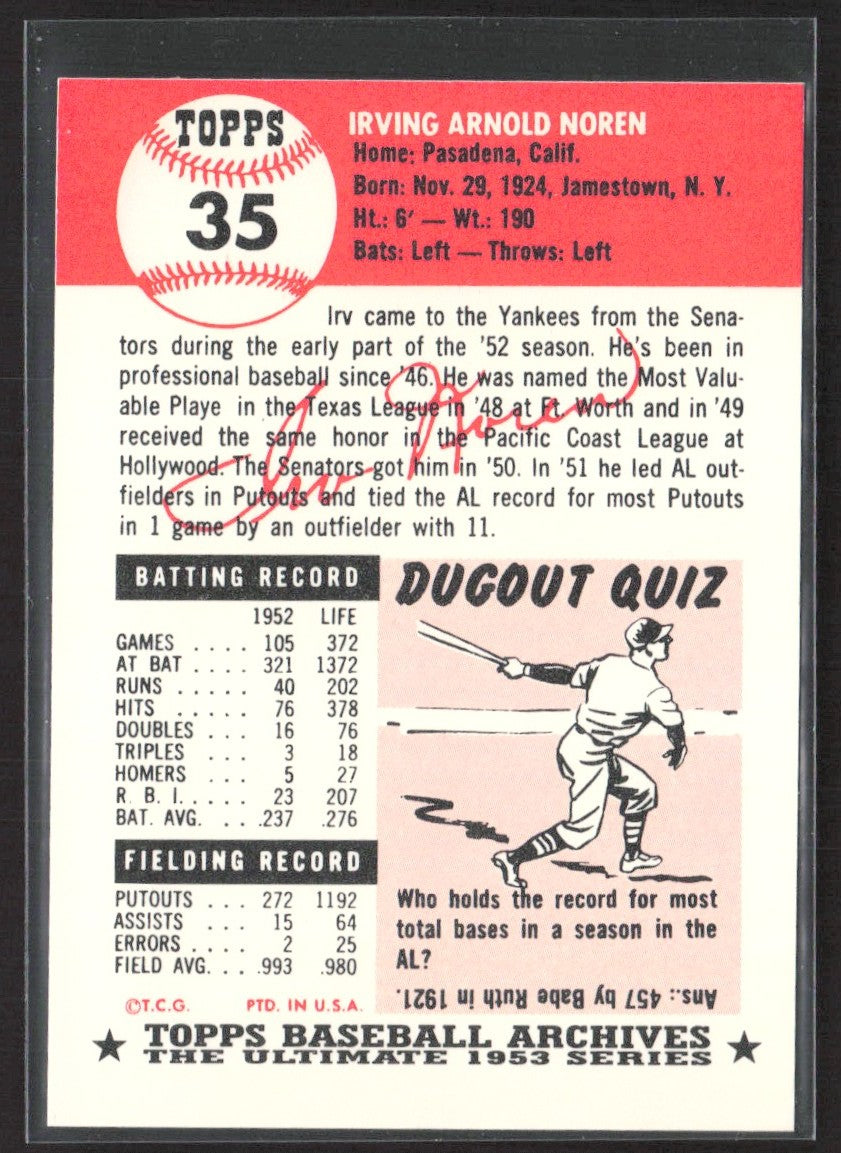 1991 Topps Archives 1953 Irv Noren #35