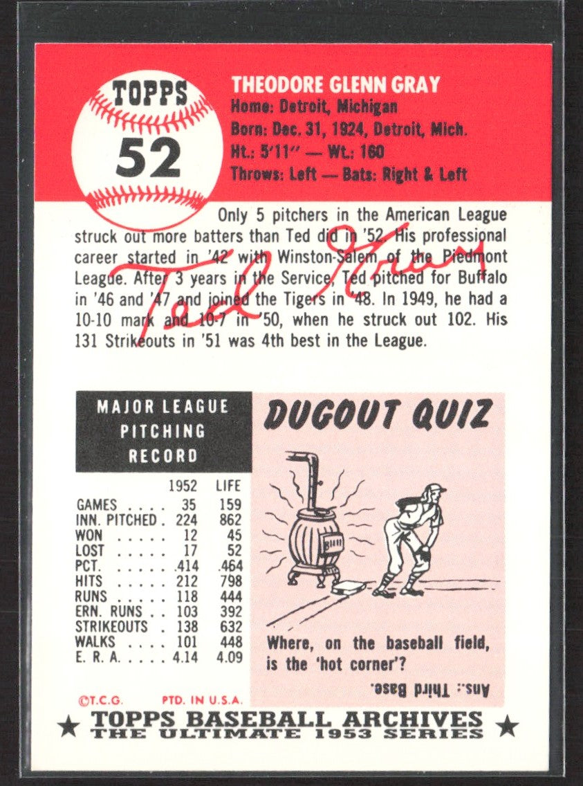 1991 Topps Archives 1953 Ted Gray #52