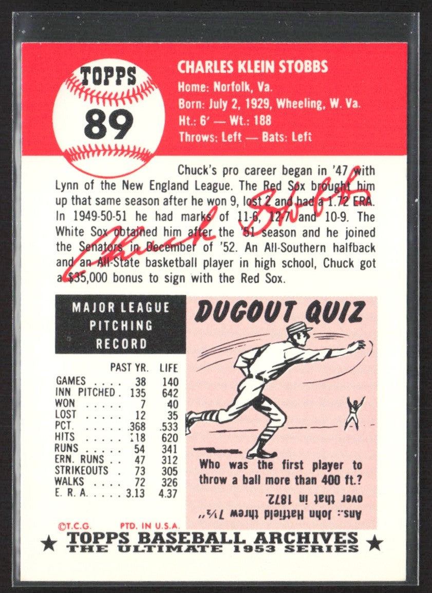 1991 Topps Archives 1953 Chuck Stobbs #89