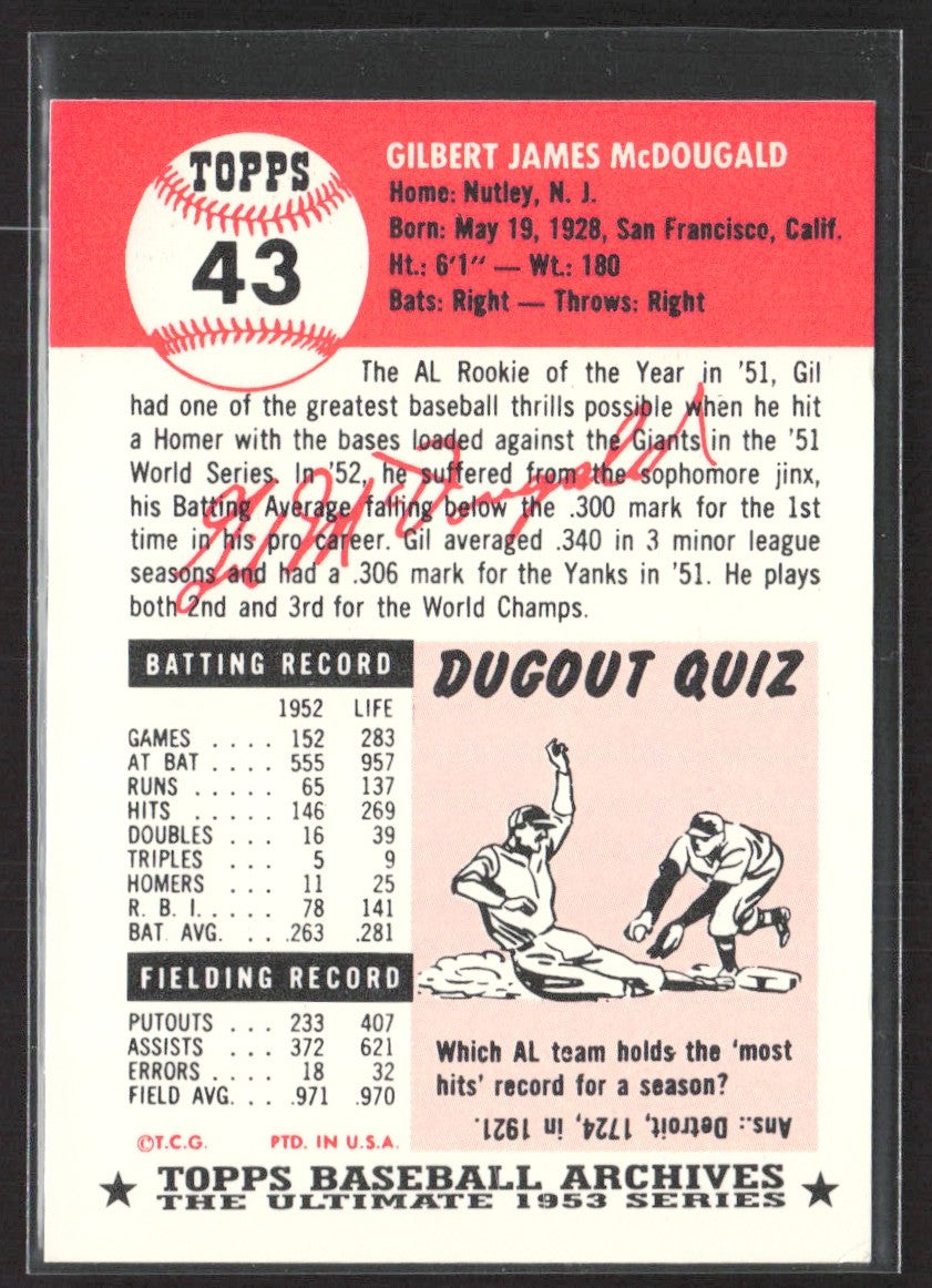 1991 Topps Archives 1953 Gil McDougald #43