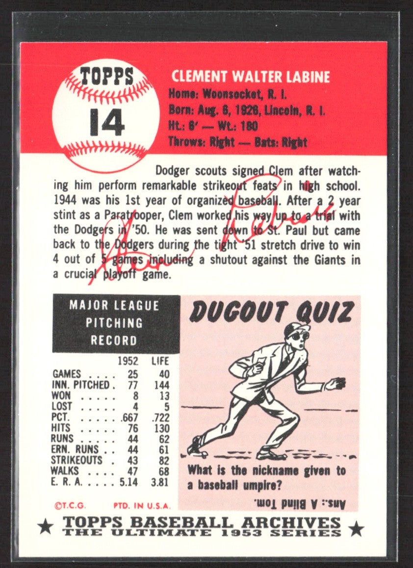 1991 Topps Archives 1953 Clem Labine #14