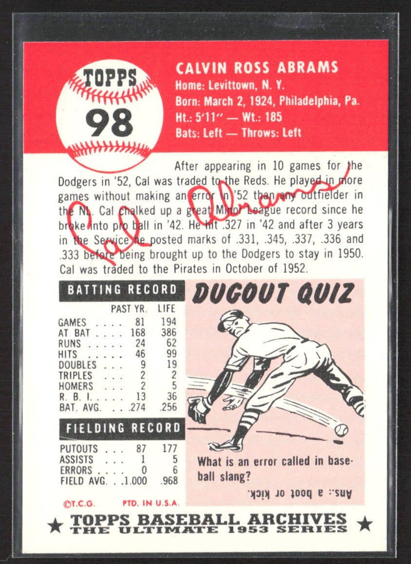 1991 Topps Archives 1953 Cal Abrams #98