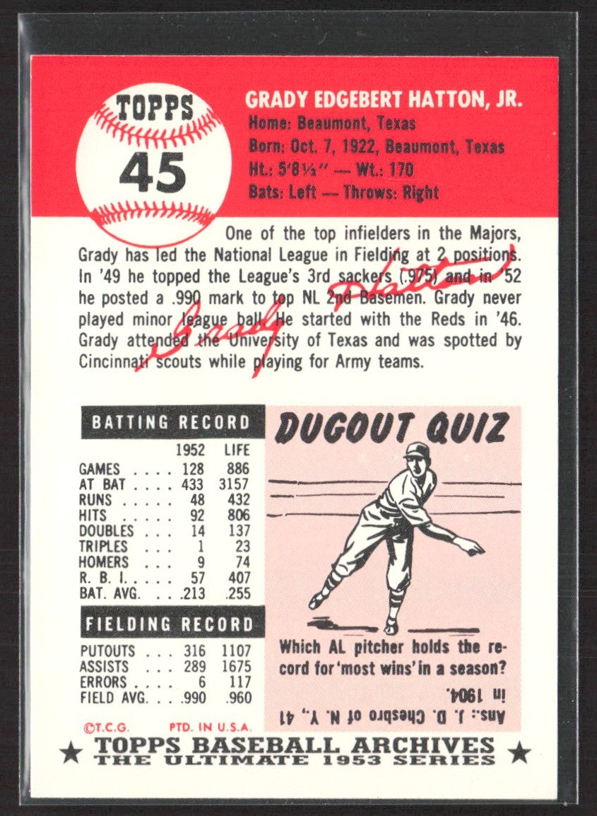 1991 Topps Archives 1953 Grady Hatton #45