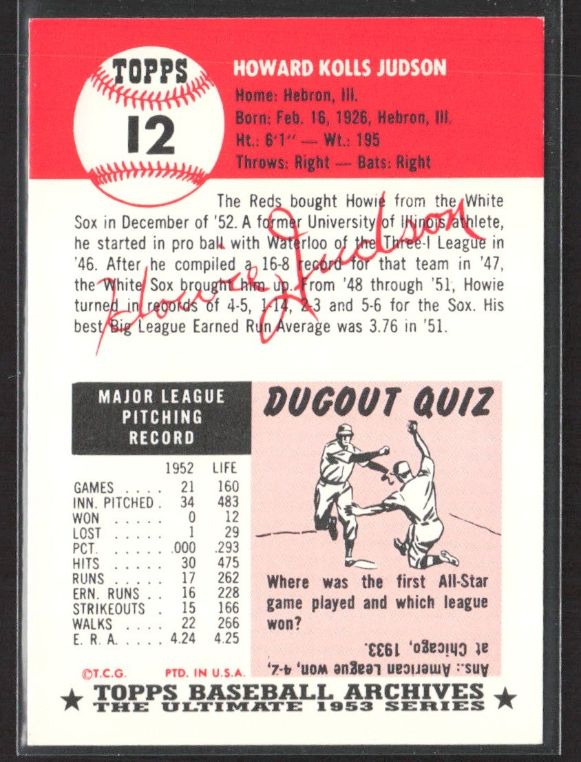 1991 Topps Archives 1953 Howie Judson #12
