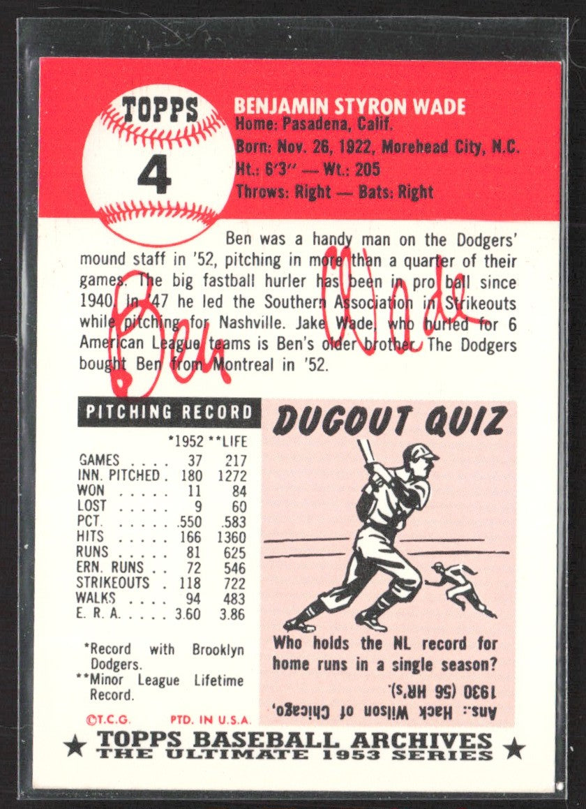 1991 Topps Archives 1953 Ben Wade #4