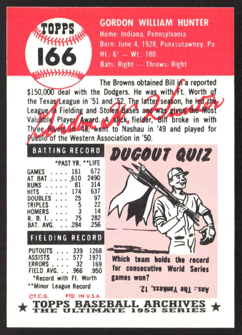 1991 Topps Archives 1953 #166 Bill Hunter