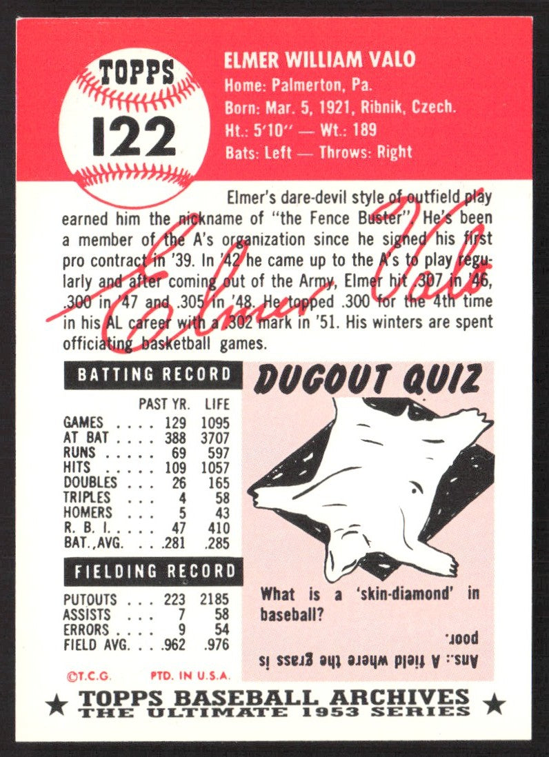 1991 Topps Archives 1953 #122 Elmer Valo