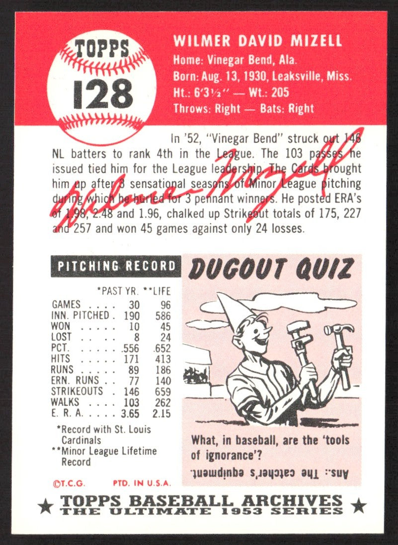 1991 Topps Archives 1953 #128 Wilmer Mizell