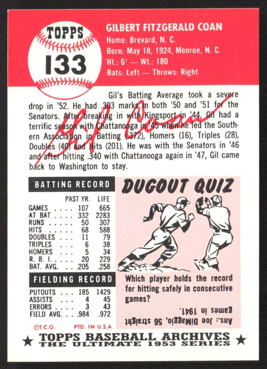 1991 Topps Archives 1953 #133 Gil Coan