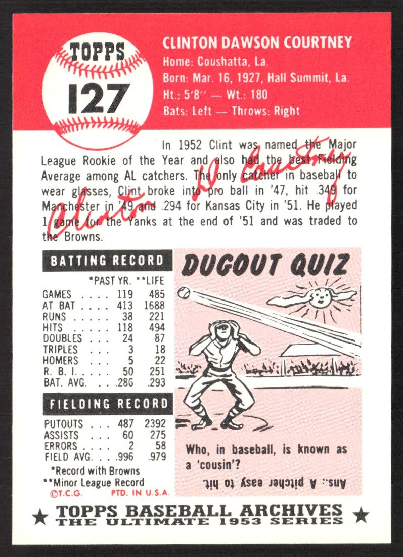 1991 Topps Archives 1953 #127 Clint Courtney