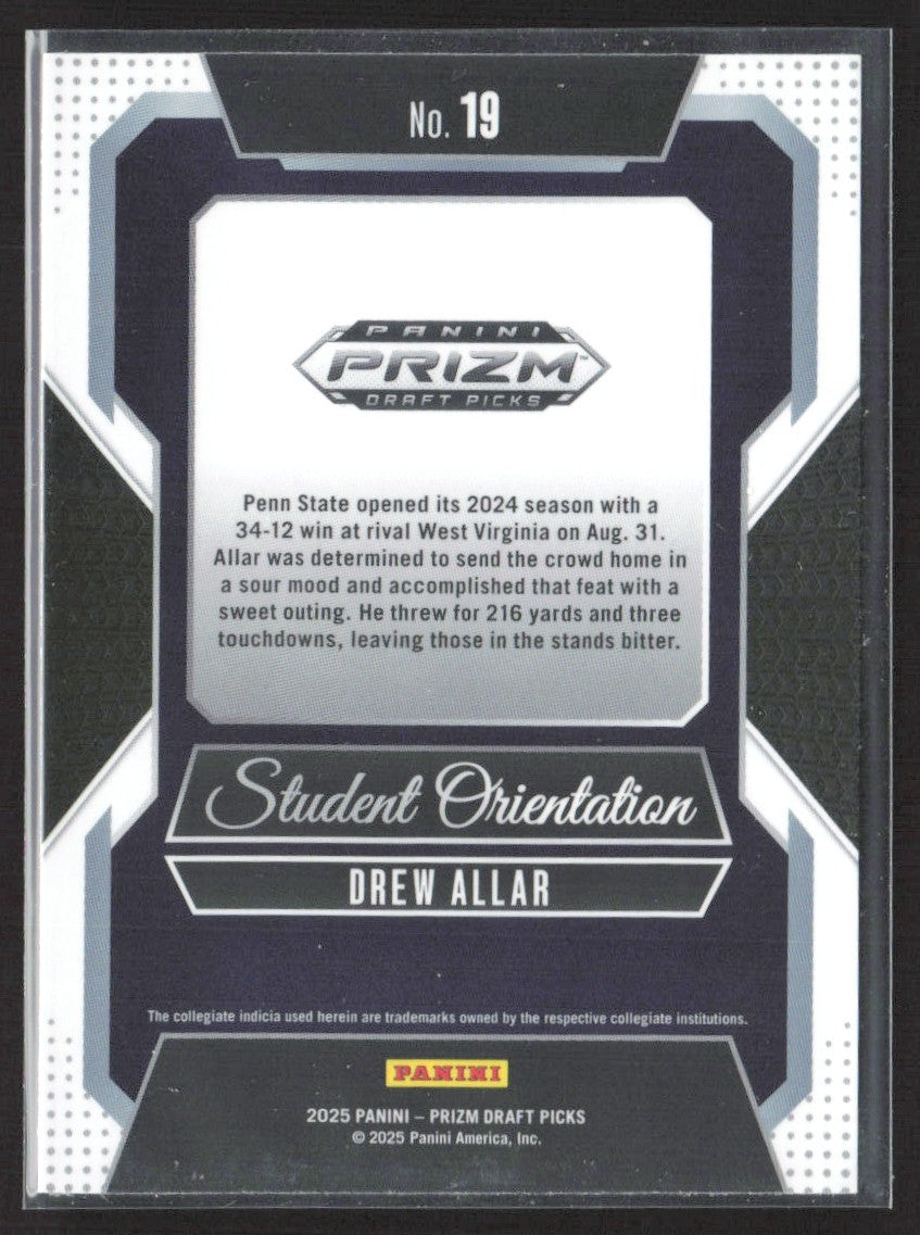2025 Panini Prizm Draft Picks #19 Drew Allar Student Orientation