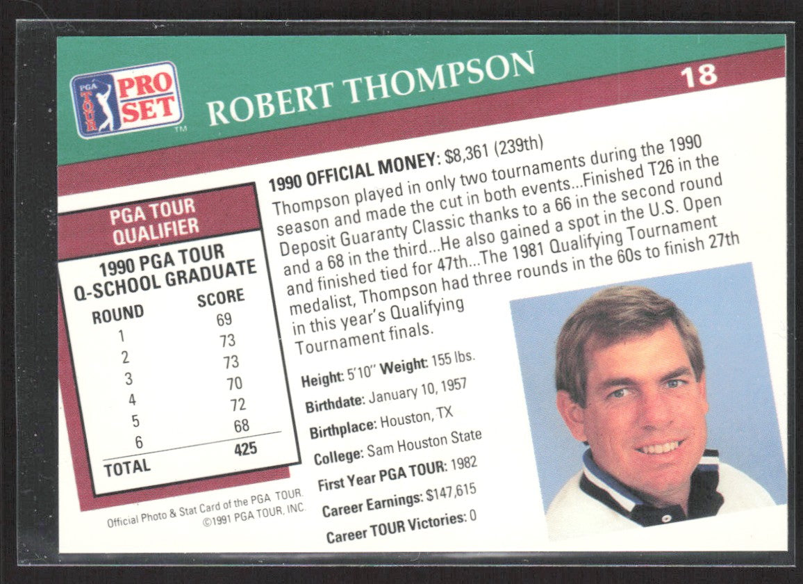 1991 Pro Set PGA Tour Robert Thompson #18 RC