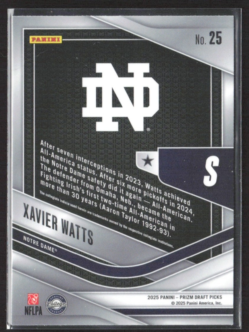 2025 Panini Prizm Draft Picks Xavier Watts Trophy Hunting #25