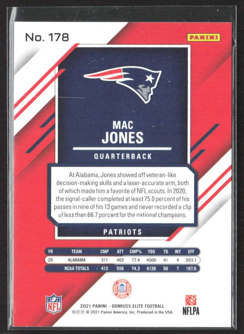 2021 Donruss Elite Mac Jones Aspirations Shimmer #178 #/499 SN,RC