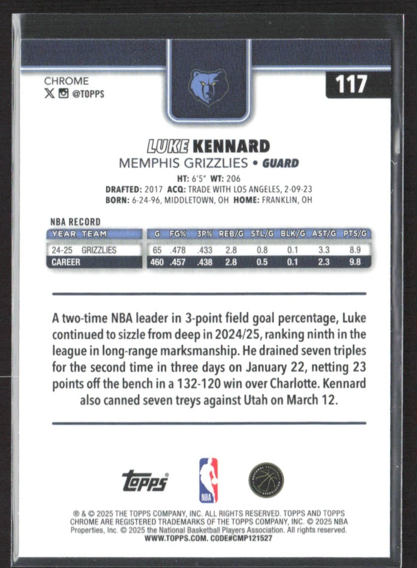 2025-26 Topps Chrome Luke Kennard #117