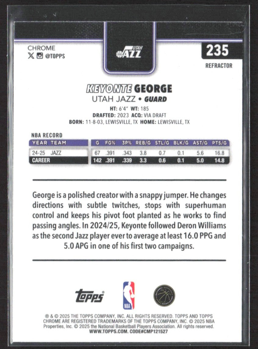 2025-26 Topps Chrome Keyonte George Refractor #235