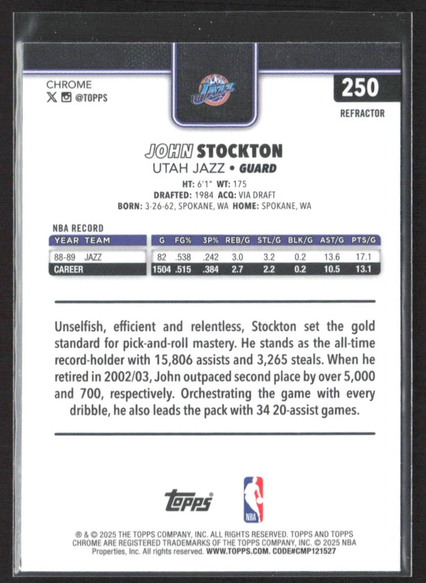 2025-26 Topps Chrome John Stockton Pulsar Refractor #250