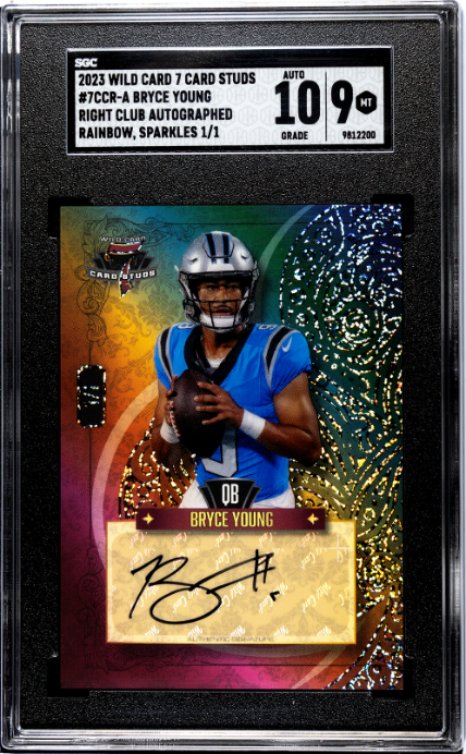 2023 Wild Card 7 Card Studs Bryce Young Auto. Rainbow Sparkles Foil 1/1 SGC 10|9