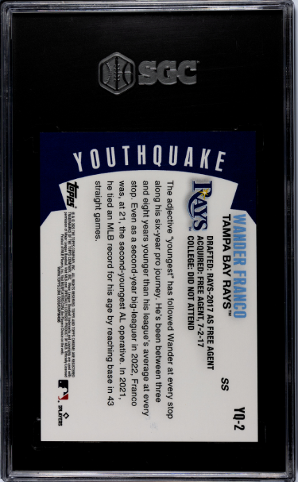2023 Topps Chrome #YQ-2 Wander Franco Youthquake, Orange Ref. SGC 10 /25