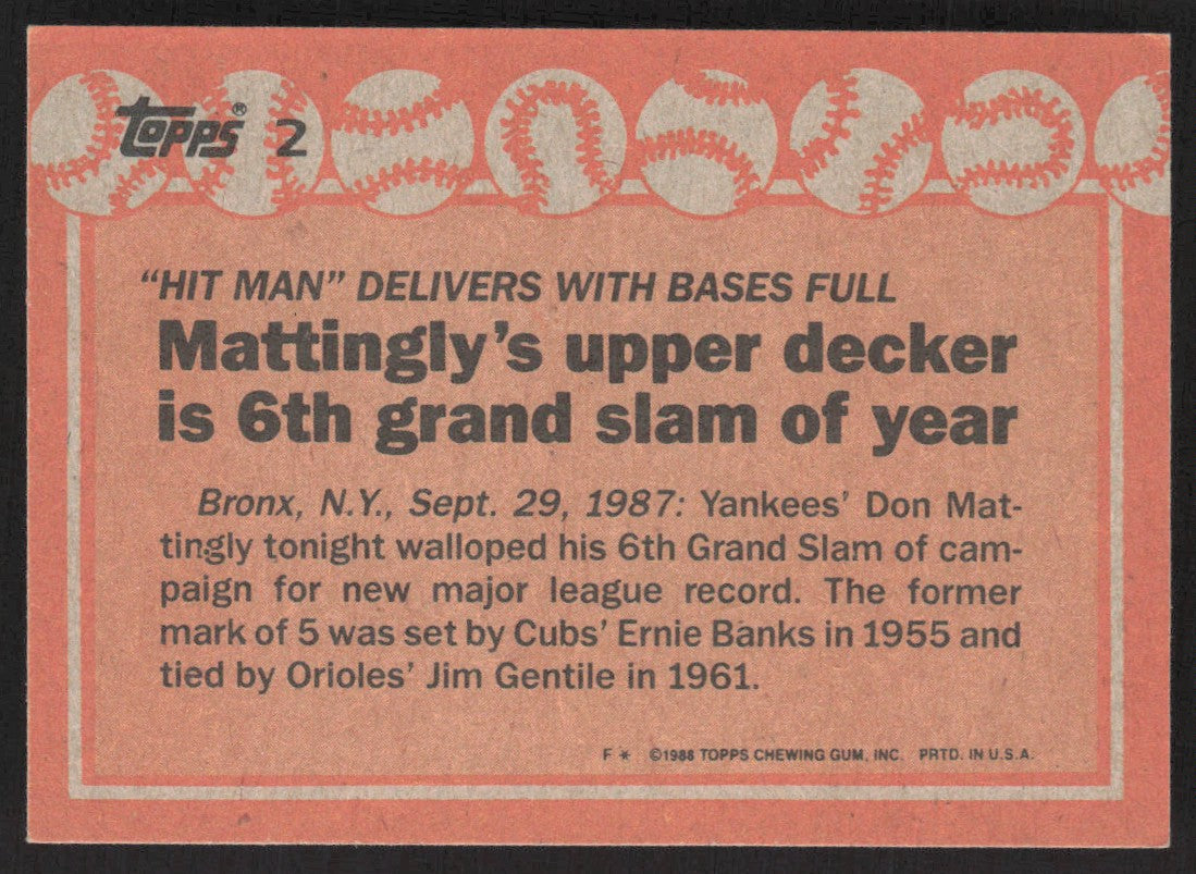 1988 Topps 2 Don Mattingly