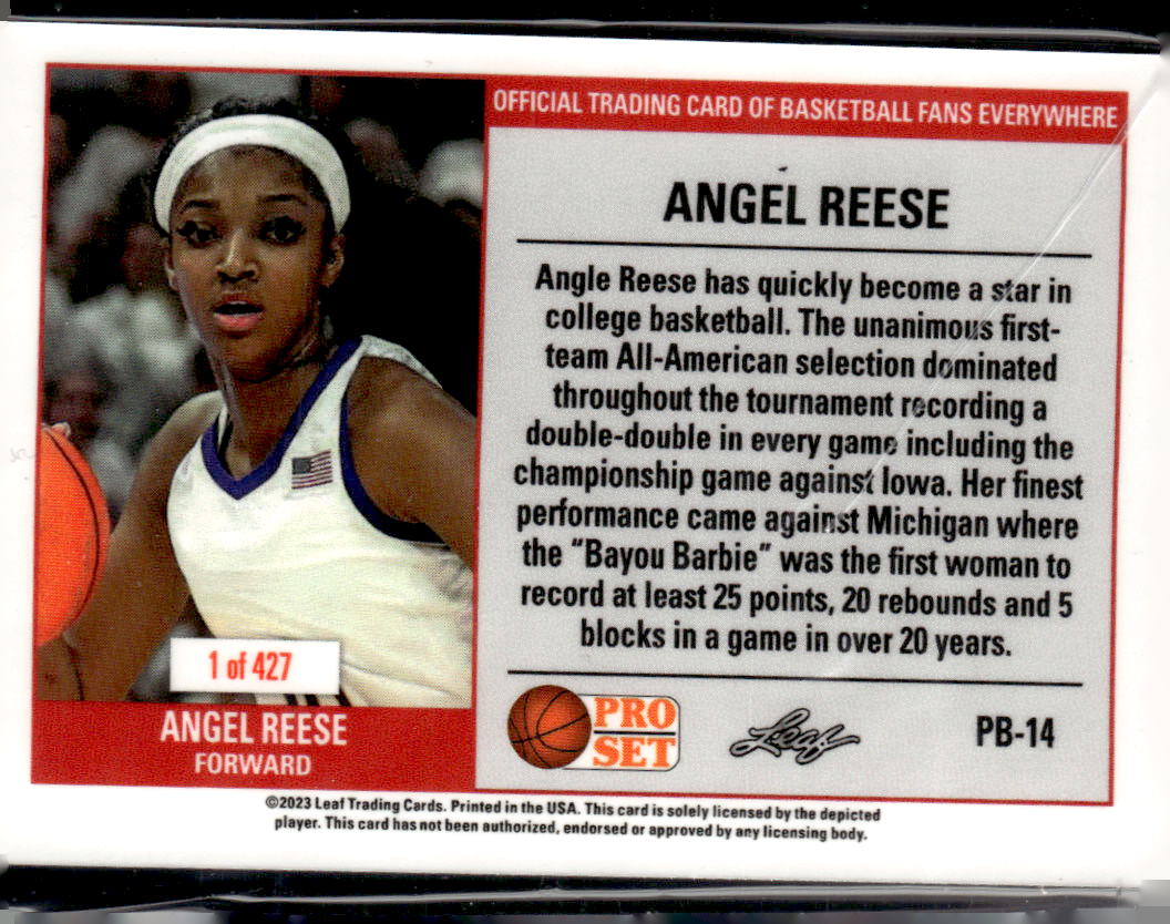 2023 Pro Set 1989 Style Angel Reese #PB-14