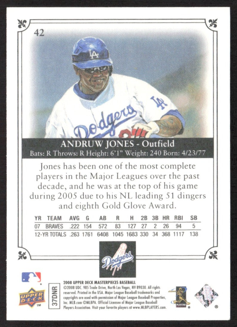 2008 Upper Deck Masterpieces 42 Andruw Jones