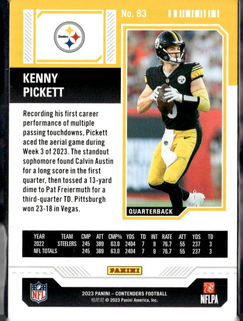 2023 Panini Contenders Kenny Pickett Season Ticket Retail #83