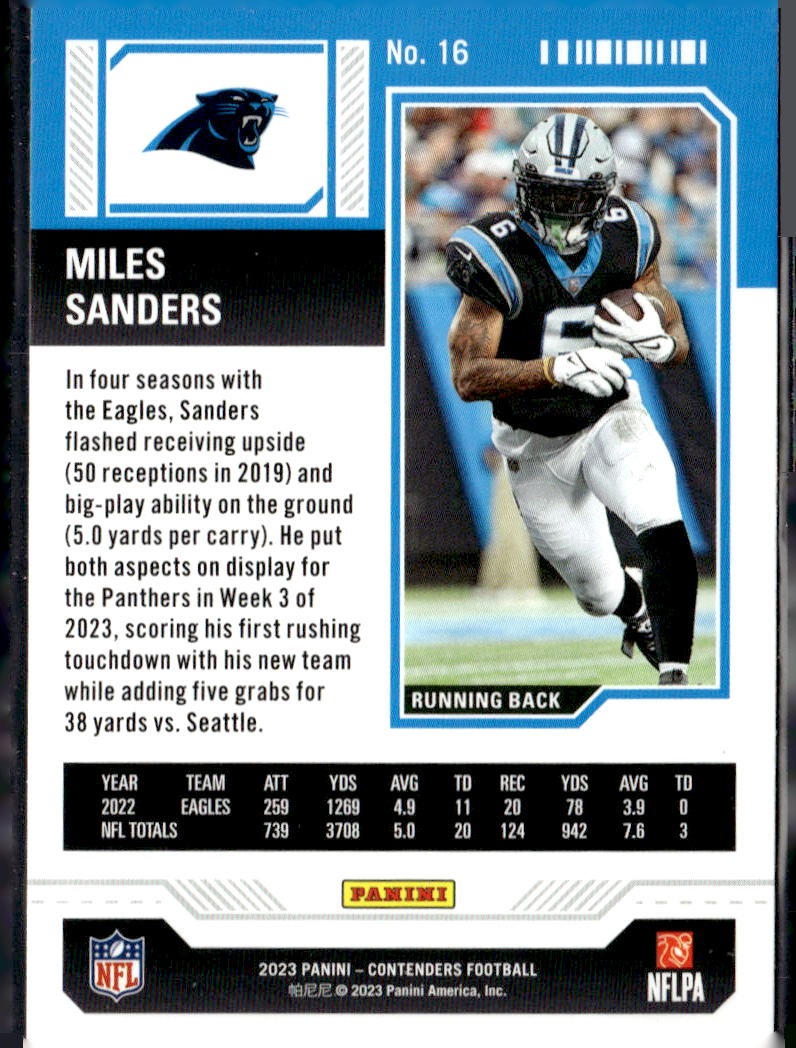 2023 Panini Contenders Miles Sanders #16