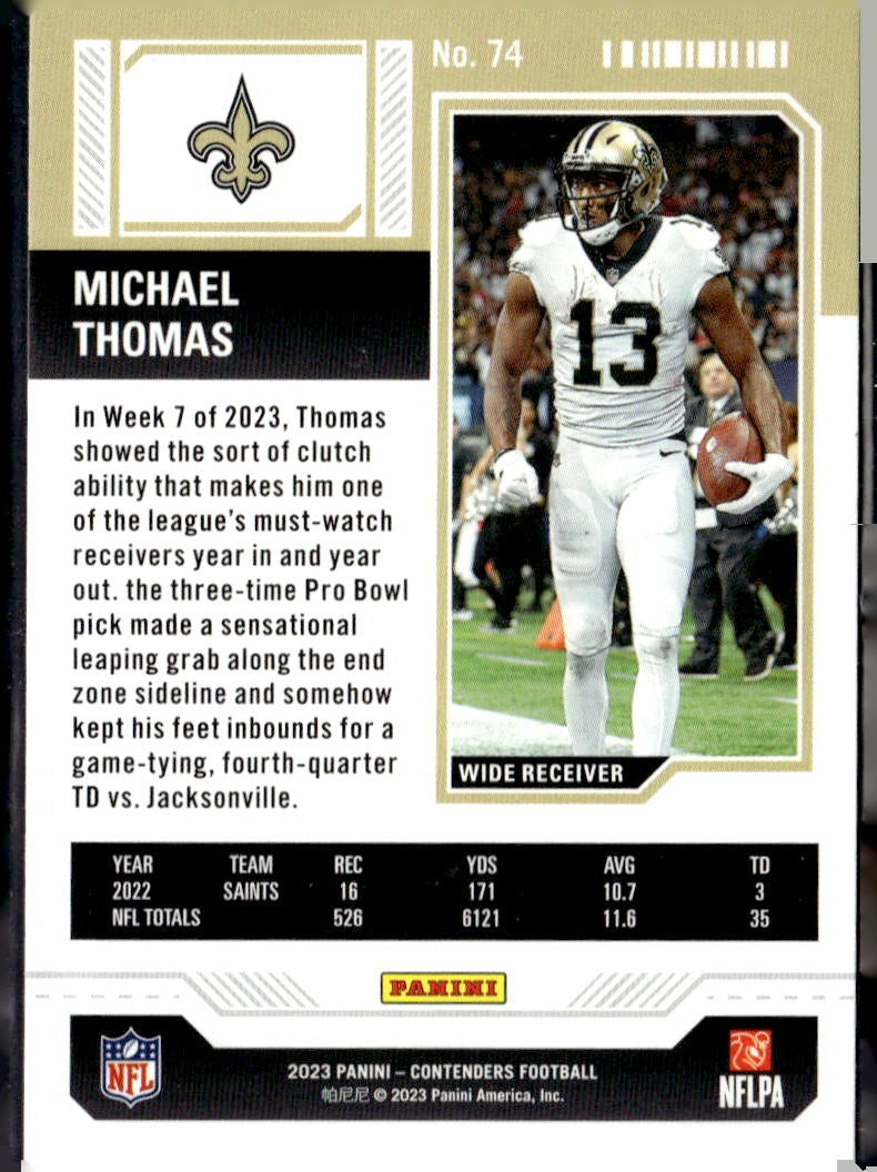 2023 Panini Contenders Michael Thomas Game Ticket Bronze #74