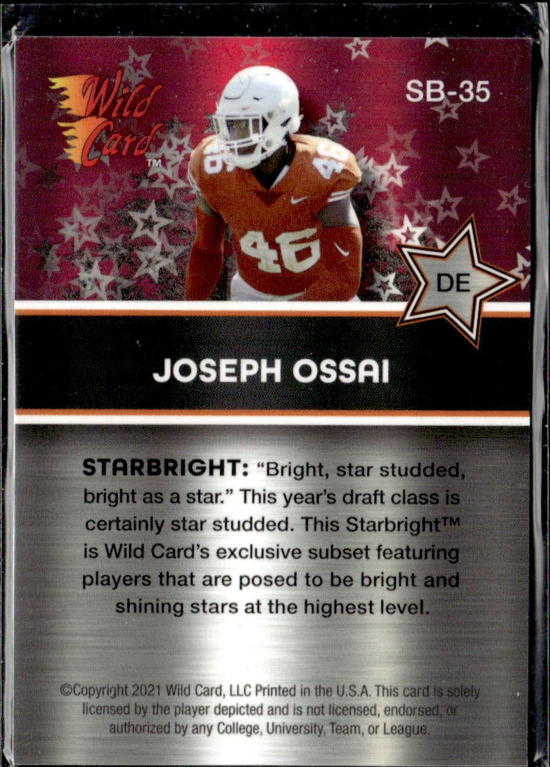 2021 Wild Card Alumination Joseph Ossai Starbright Pink #SB-35