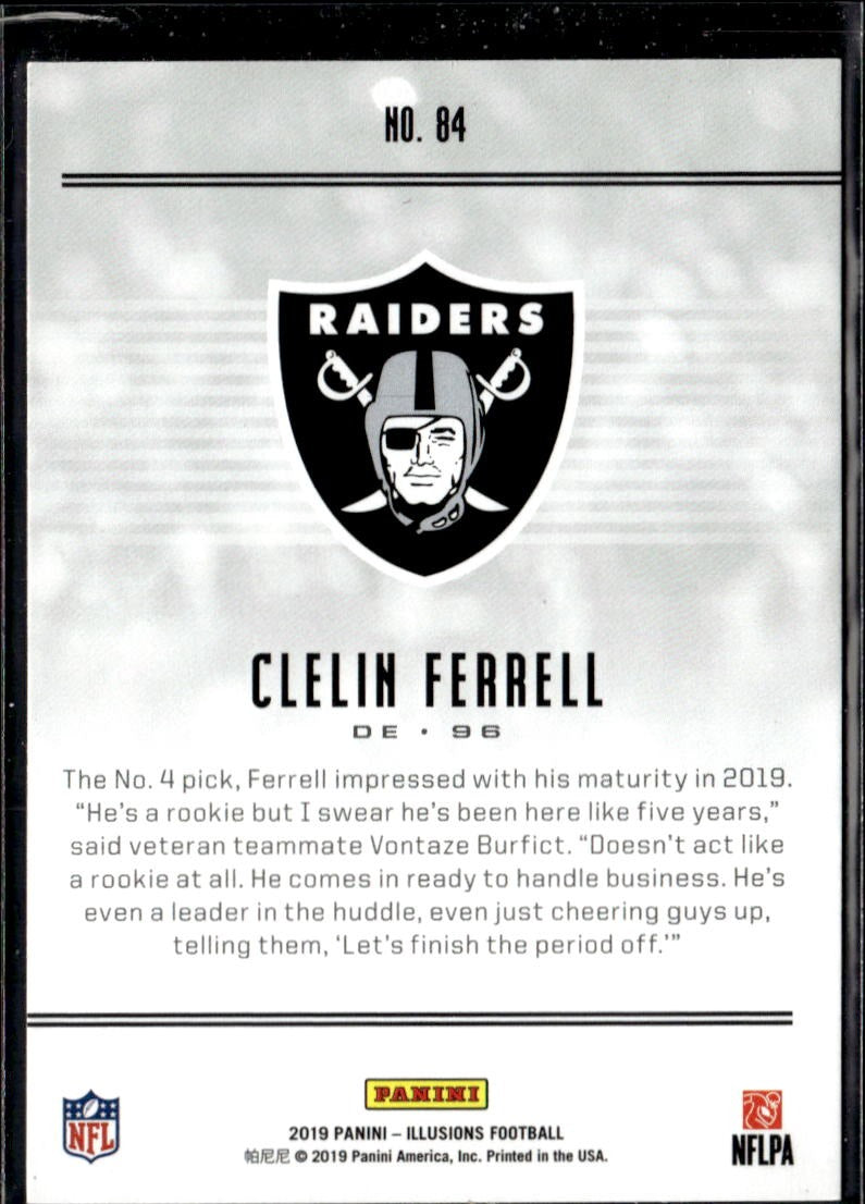 2019 Panini Illusions Clelin Ferrell Retail #84 RC