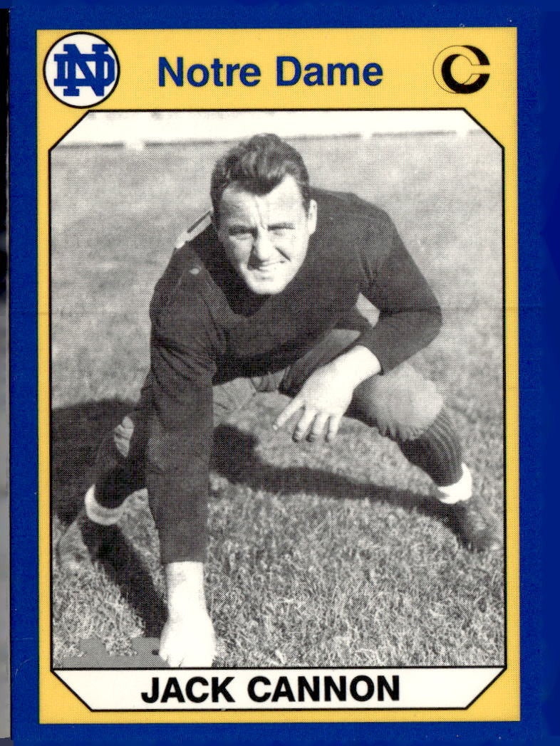 1989 Notre Dame Fighting Irish: 1903-32 Jack Cannon #12