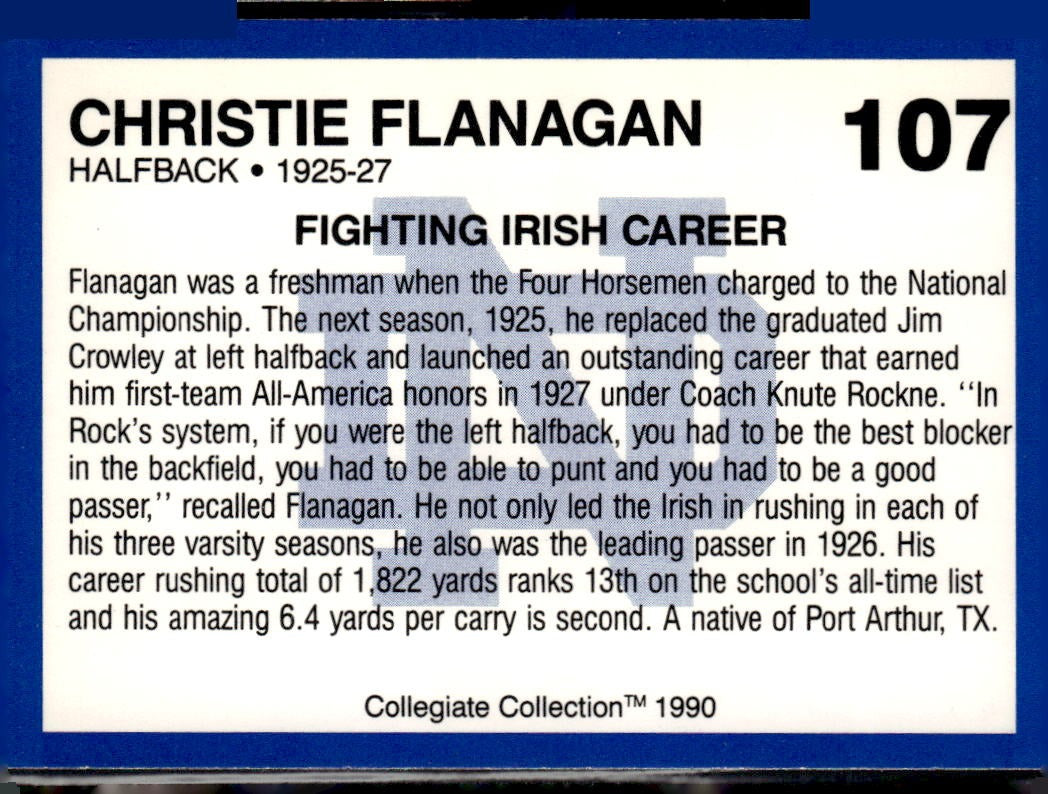 1990 Collegiate Collection Notre Dame Christie Flanagan #107
