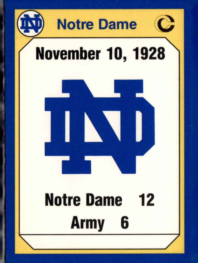 1990 Collegiate Collection Notre Dame 1928 Army #176